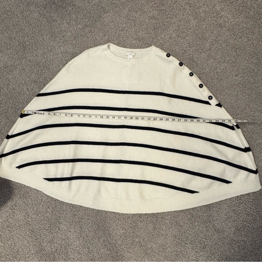 J.  Jill  Ivory  Black  Striped  Poncho  Sweater  One  Size  Casual  Minimalist - Picture 4 of 9